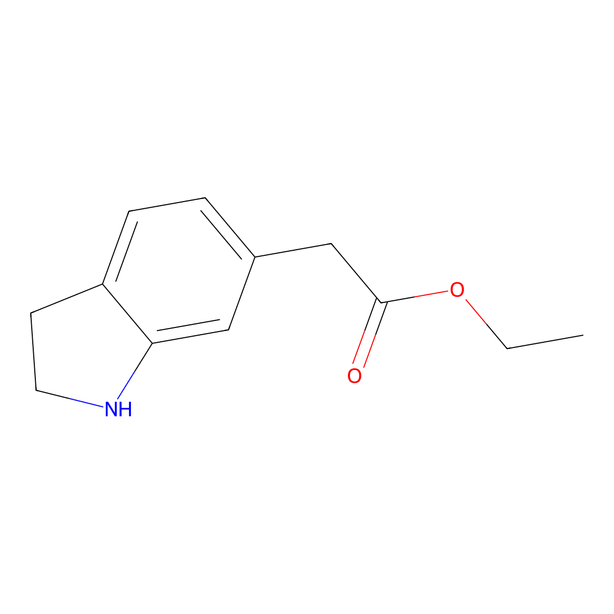Ethyl 2-(2,3-dihydro-1H-indol-6-yl)acetate molecular structure, CAS 2113452-98-3