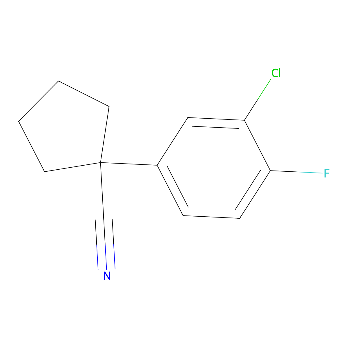 1-(3-Chloro-4-fluorophenyl)cyclopentanecarbonitrile molecular structure, CAS 2113483-86-4
