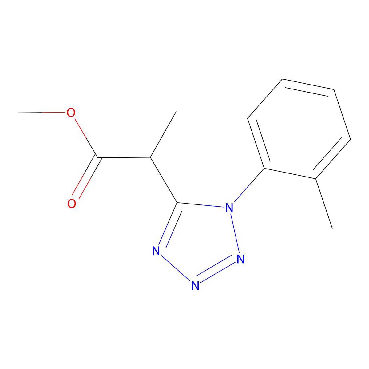 methyl2-[1-(2-methylphenyl)-1H-1,2,3,4-tetrazol-5-yl]propanoate molecular structure, CAS 2113499-98-0