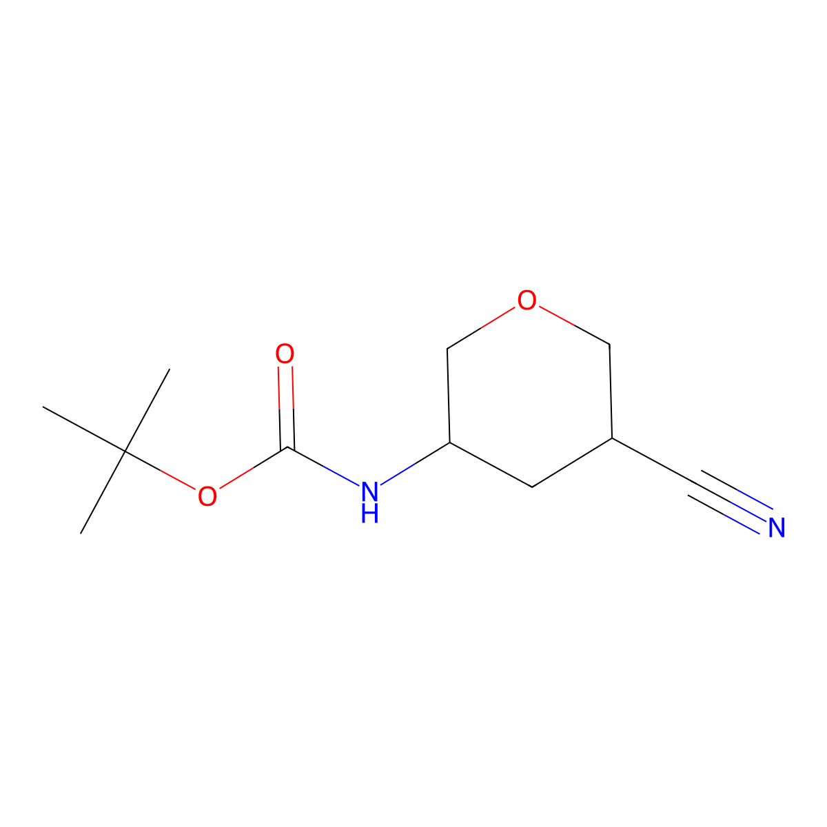 tert-Butyl (5-cyanotetrahydro-2H-pyran-3-yl)carbamate molecular structure, CAS 2113502-21-7