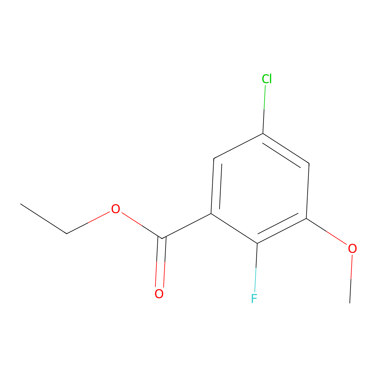 Ethyl 5-chloro-2-fluoro-3-methoxybenzoate molecular structure, CAS 2113540-37-5
