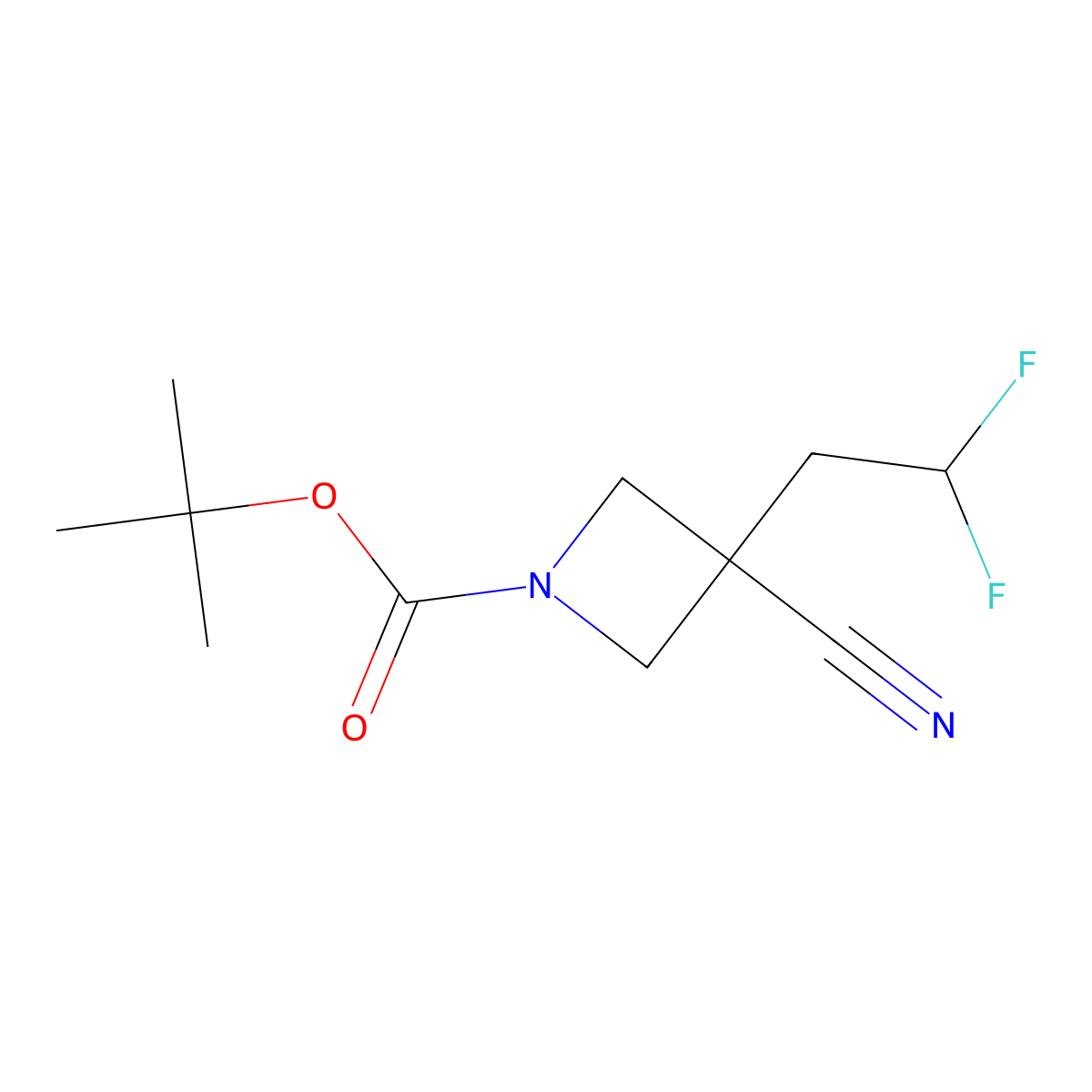 Tert-butyl 3-cyano-3-(2,2-difluoroethyl)azetidine-1-carboxylate molecular structure, CAS 2113553-29-8