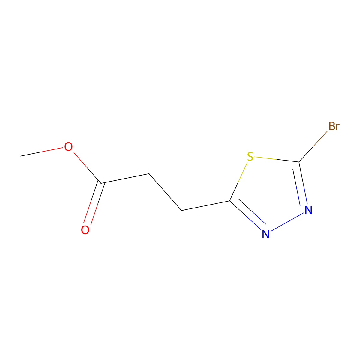 Methyl 3-(5-bromo-1,3,4-thiadiazol-2-yl)propanoate molecular structure, CAS 2113566-82-6