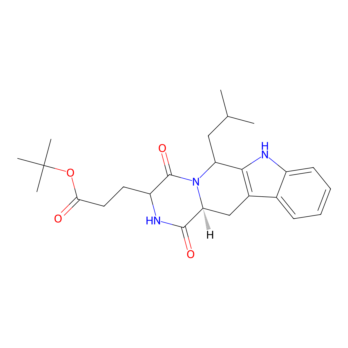 tert-butyl 3-[(8S)-2-(2-methylpropyl)-4,7-dioxo-3,6,17-triazatetracyclo[8.7.0.03,8.011,16]heptadeca-1(10),11,13,15-tetraen-5-yl]propanoate molecular structure, CAS 211359-82-9