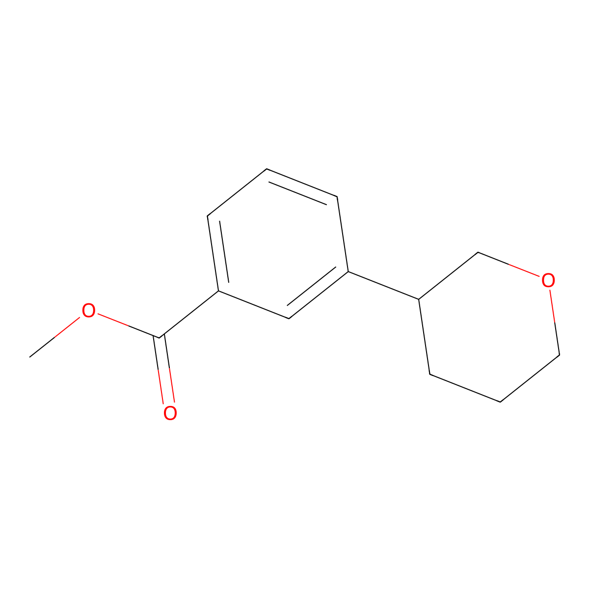 Methyl 3-(tetrahydro-2H-pyran-3-YL)benzoate molecular structure, CAS 2113598-59-5
