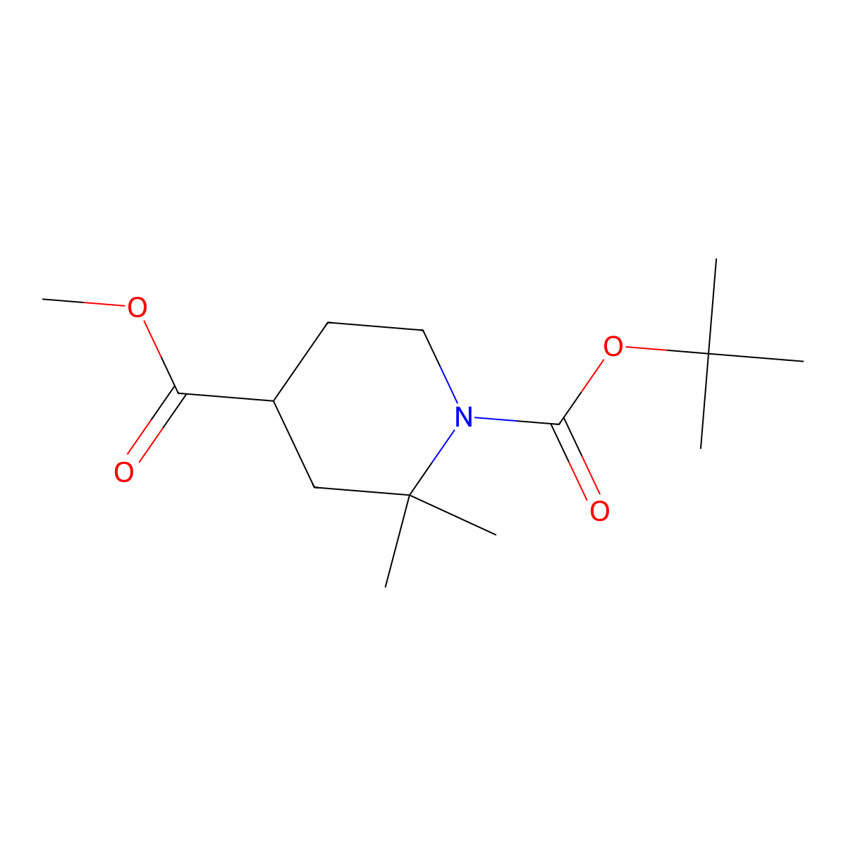 O1-tert-butyl O4-methyl 2,2-dimethylpiperidine-1,4-dicarboxylate molecular structure, CAS 2113627-49-7