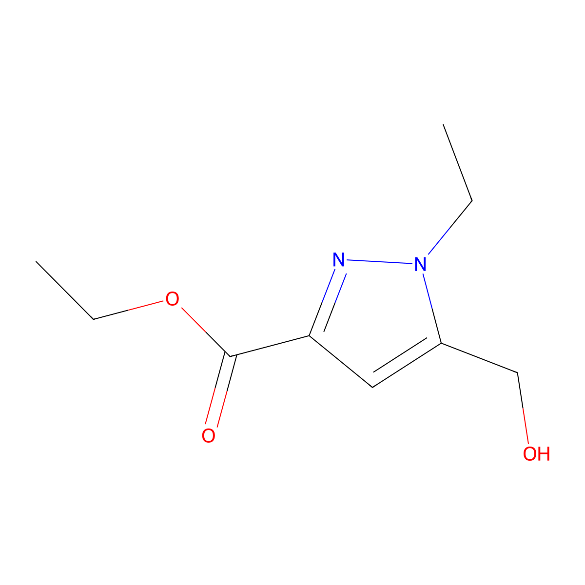 Ethyl 1-ethyl-5-(hydroxymethyl)-1H-pyrazole-3-carboxylate molecular structure, CAS 2113628-73-0
