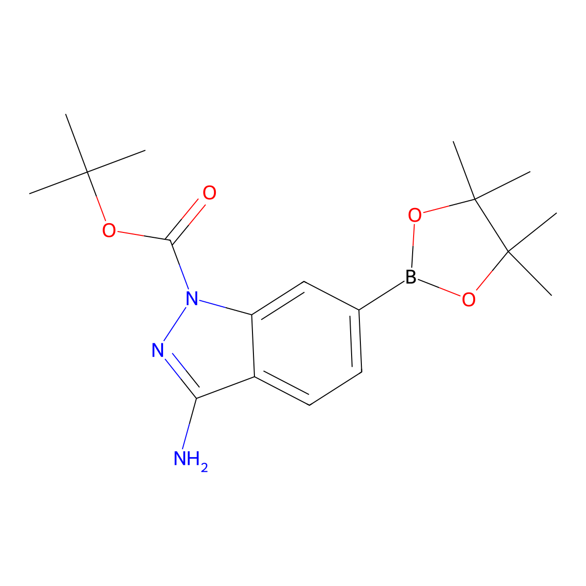 Tert-butyl 3-amino-6-(4,4,5,5-tetramethyl-1,3,2-dioxaborolan-2-YL)-1H-indazole-1-carboxylate molecular structure, CAS 2113642-94-5