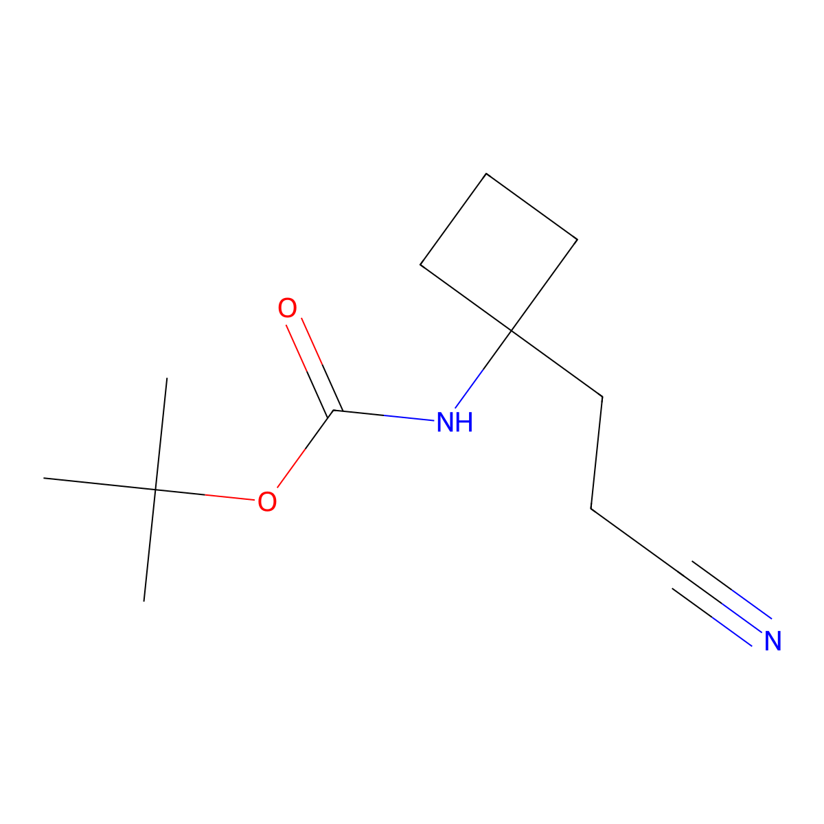 tert-butyl N-[1-(2-cyanoethyl)cyclobutyl]carbamate molecular structure, CAS 2113652-48-3