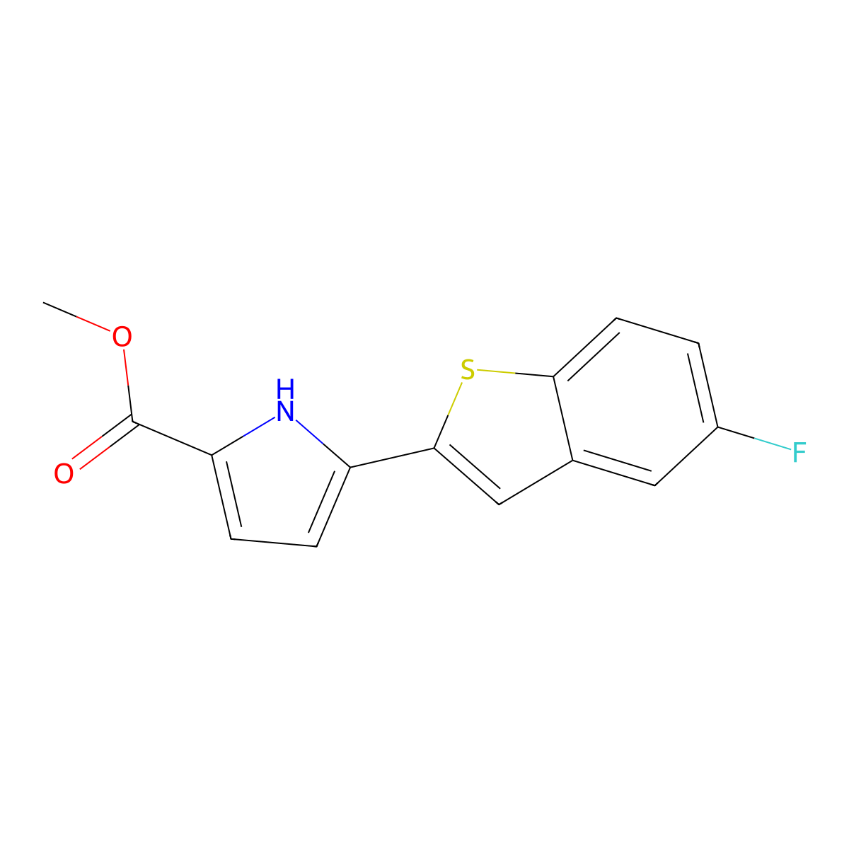 Methyl 5-(5-fluorobenzo[b]thiophen-2-yl)-1H-pyrrole-2-carboxylate molecular structure, CAS 2113652-82-5