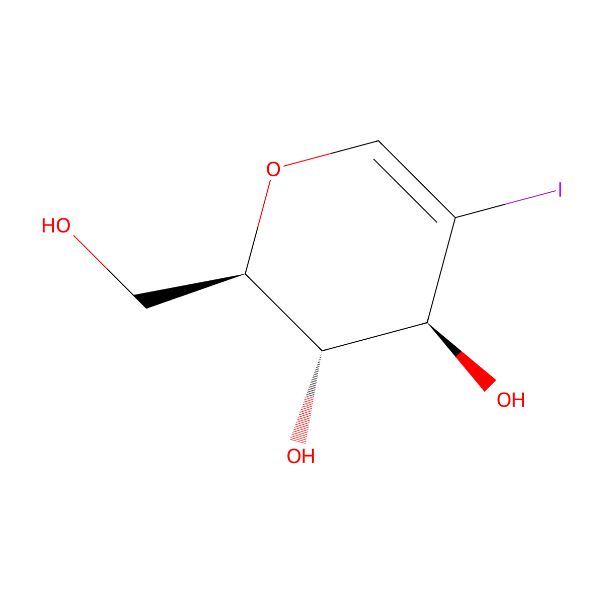 (2R,3S,4S)-2-(hydroxymethyl)-5-iodo-3,4-dihydro-2H-pyran-3,4-diol molecular structure, CAS 2113728-19-9