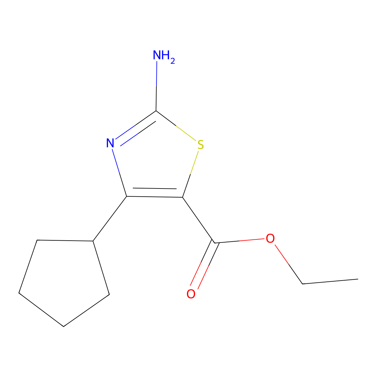 Ethyl 2-amino-4-cyclopentyl-1,3-thiazole-5-carboxylate molecular structure, CAS 2113747-85-4