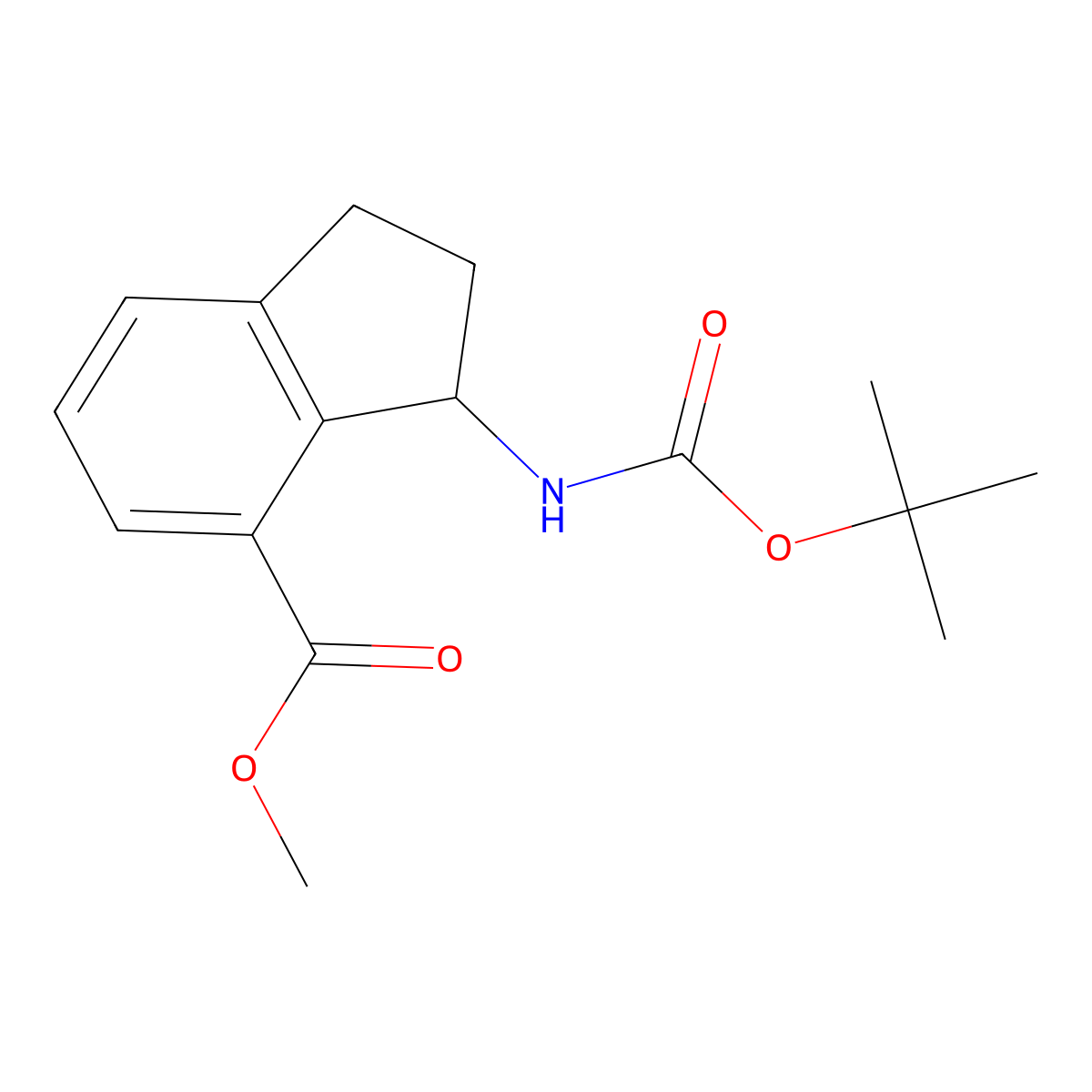 1H-Indene-4-carboxylic acid, 3-[[(1,1-dimethylethoxy)carbonyl]amino]-2,3-dihydro-, methyl ester molecular structure, CAS 2113815-29-3