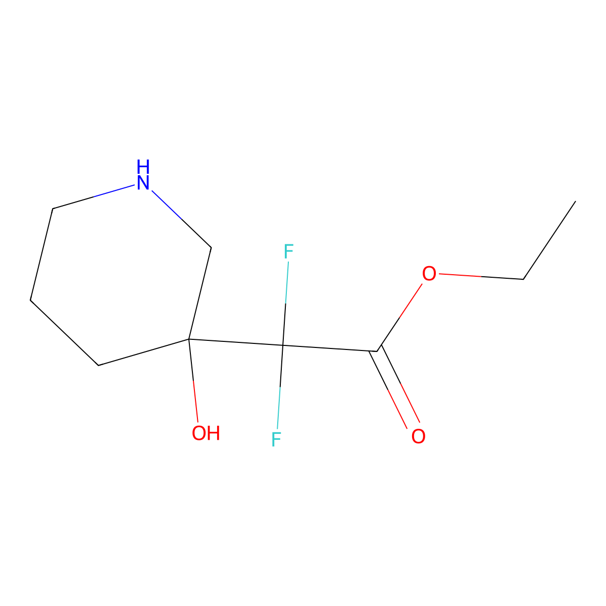 Ethyl 2,2-difluoro-2-(3-hydroxypiperidin-3-yl)acetate molecular structure, CAS 2113855-80-2