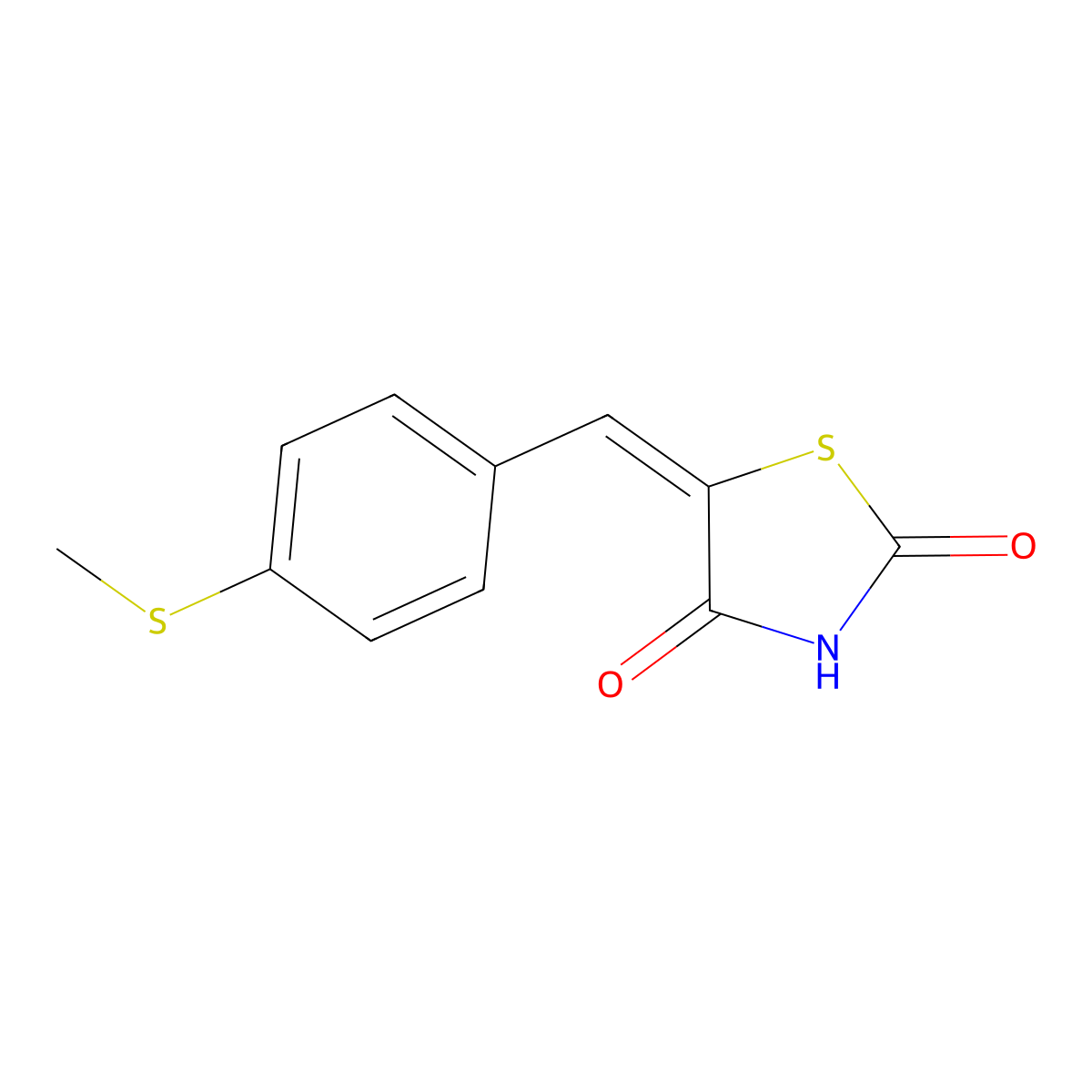 2,4-Thiazolidinedione, 5-[[4-(methylthio)phenyl]methylene]- molecular structure, CAS 211388-25-9