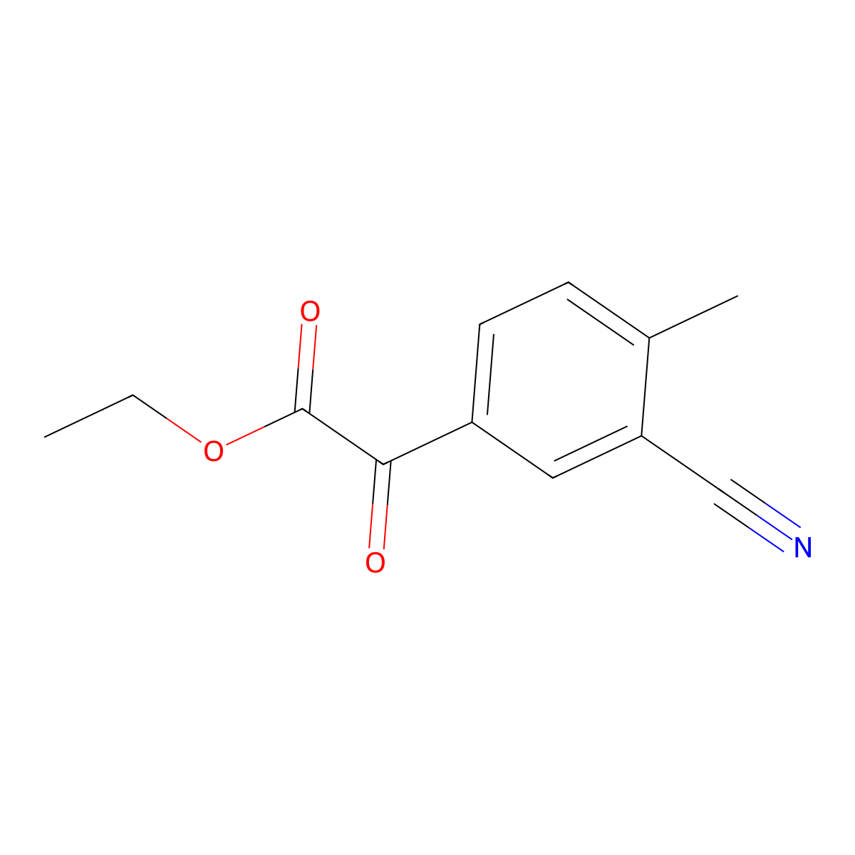 Ethyl 2-(3-cyano-4-methylphenyl)-2-oxoacetate molecular structure, CAS 2113887-82-2