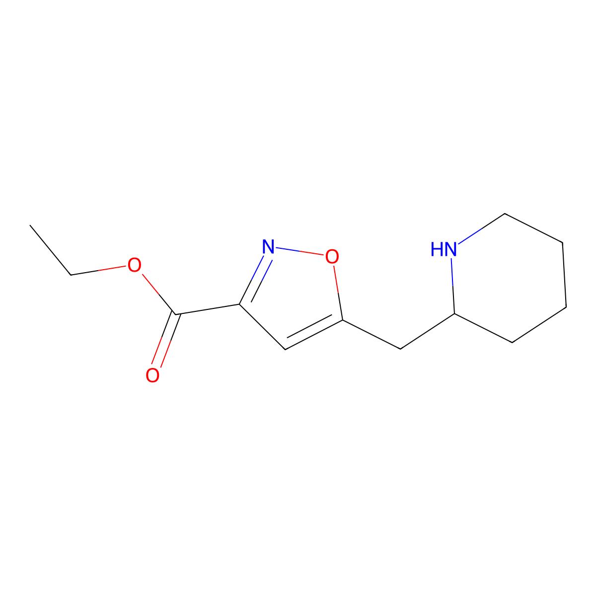 Ethyl 5-[(piperidin-2-yl)methyl]-1,2-oxazole-3-carboxylate molecular structure, CAS 2113893-59-5