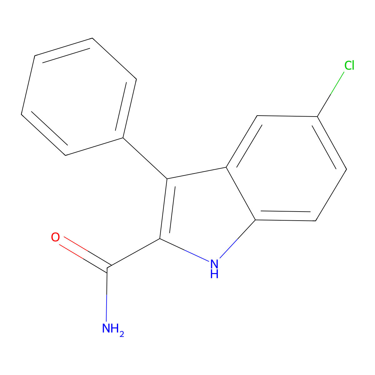 5-chloro-3-phenyl-1H-indole-2-carboxamide molecular structure, CAS 21139-30-0
