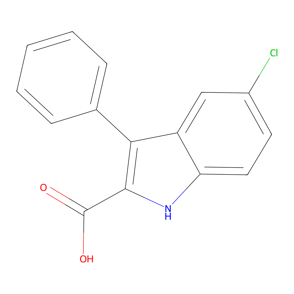 5-chloro-3-phenyl-1H-indole-2-carboxylic acid molecular structure, CAS 21139-31-1