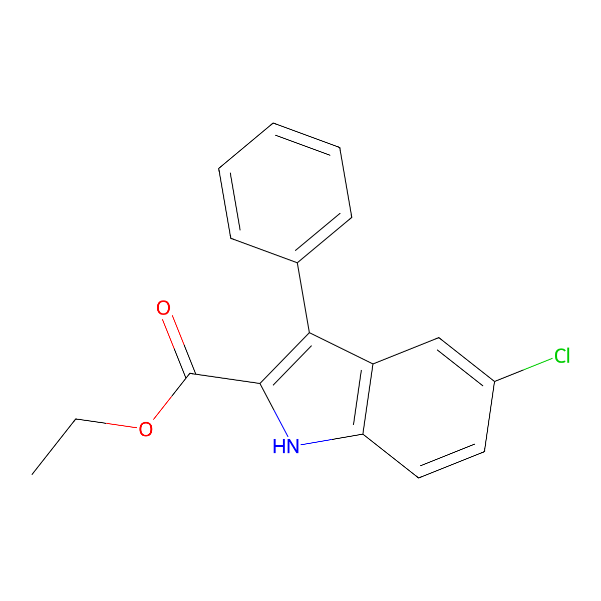 ethyl 5-chloro-3-phenyl-1H-indole-2-carboxylate molecular structure, CAS 21139-32-2