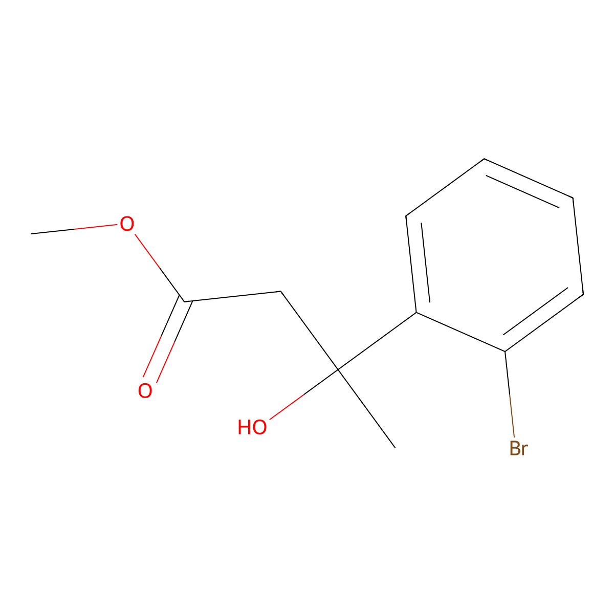 Methyl 3-(2-bromophenyl)-3-hydroxybutanoate molecular structure, CAS 2113900-93-7
