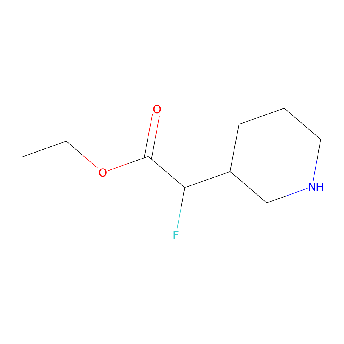 Ethyl 2-fluoro-2-(piperidin-3-yl)acetate molecular structure, CAS 2113915-63-0