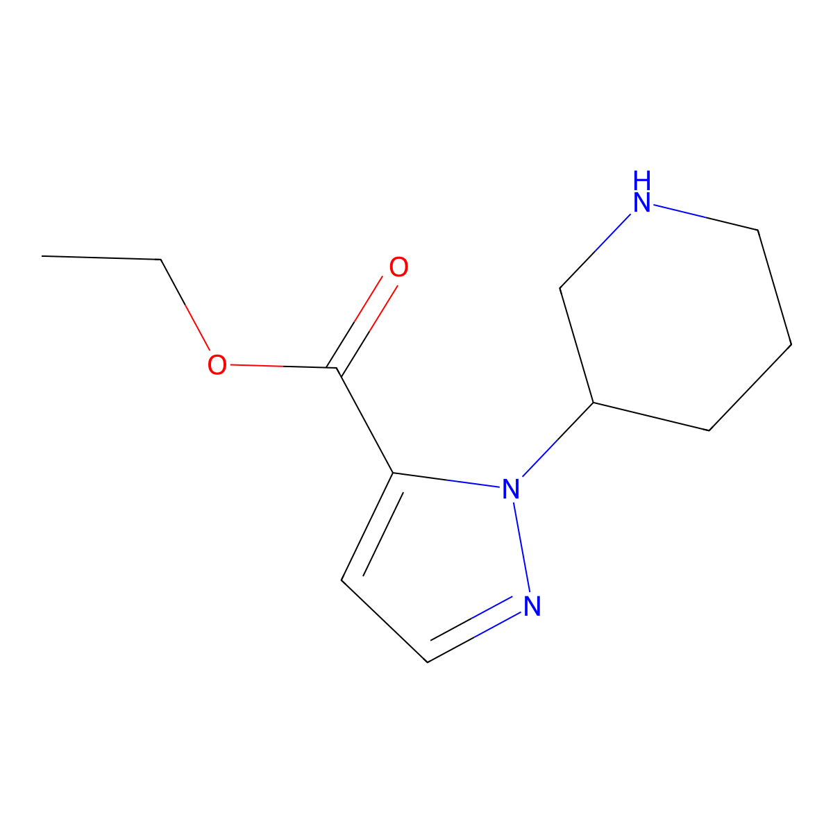ethyl 1-(piperidin-3-yl)-1H-pyrazole-5-carboxylate molecular structure, CAS 2113915-81-2