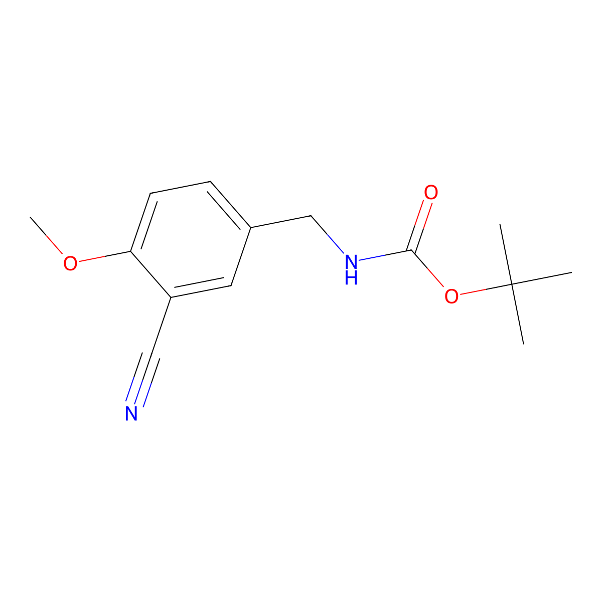 tert-butyl N-[(3-cyano-4-methoxyphenyl)methyl]carbamate molecular structure, CAS 2113936-03-9