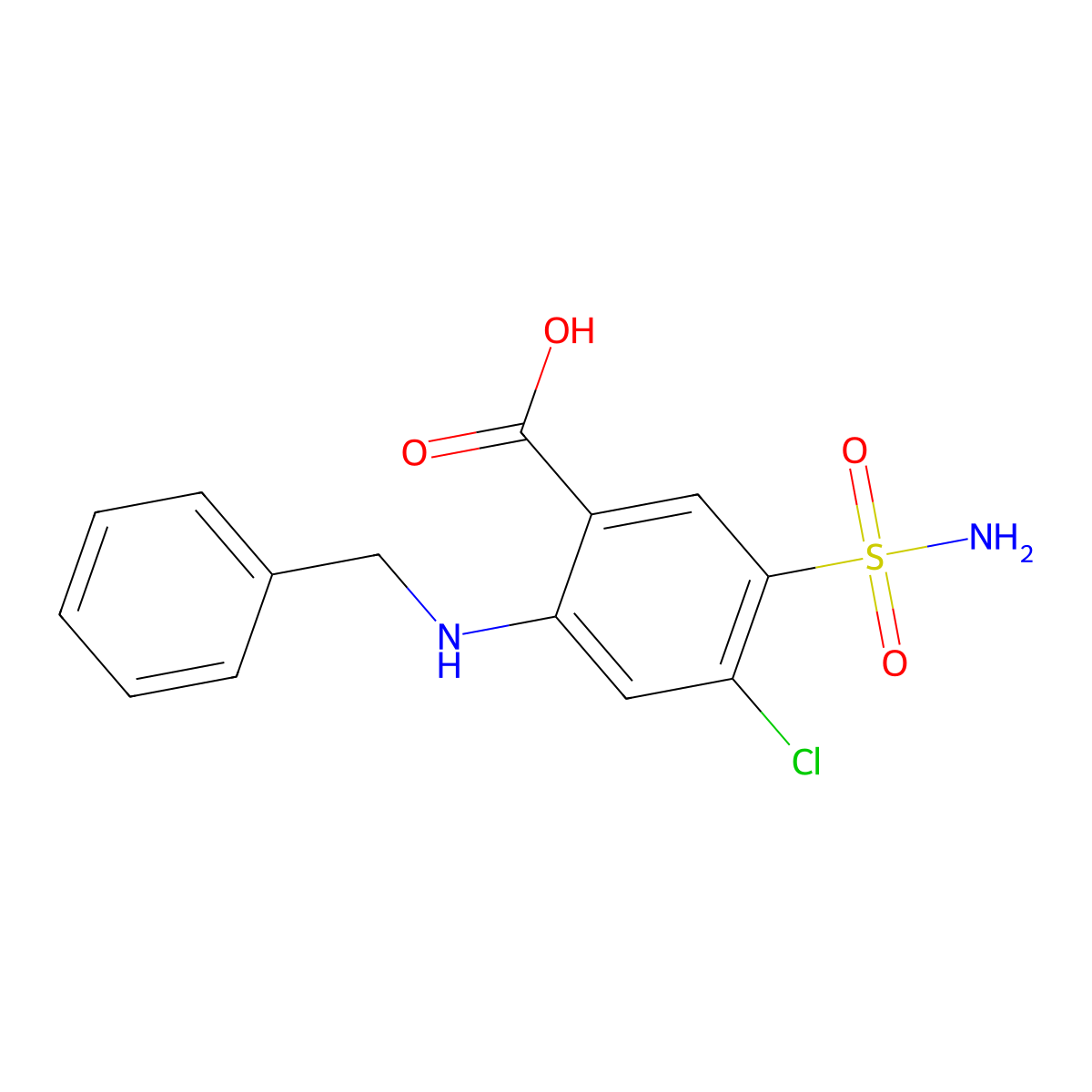 N-Benzyl-4-chloro-5-sulfamoylanthranilic acid molecular structure, CAS 2114-68-3