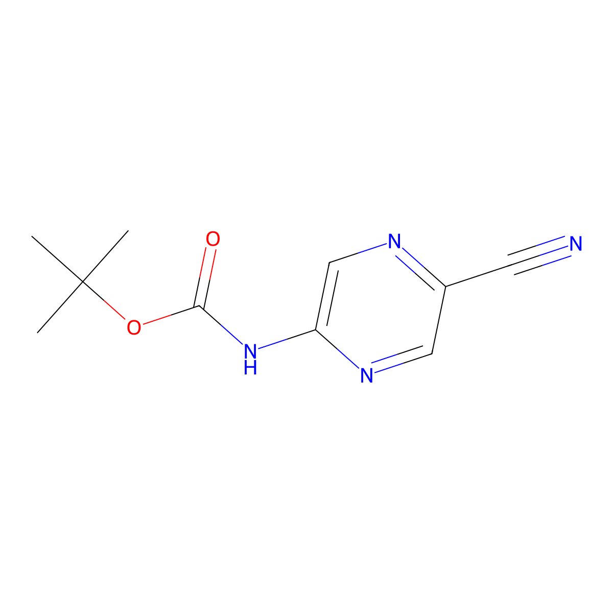 tert-butyl N-(5-cyanopyrazin-2-yl)carbamate molecular structure, CAS 2114019-64-4