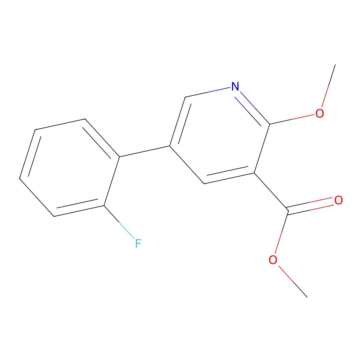 Methyl 5-(2-fluorophenyl)-2-methoxy-3-pyridinecarboxylate molecular structure, CAS 2114036-43-8