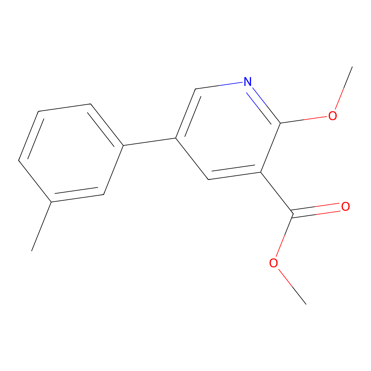 Methyl 2-methoxy-5-(3-methylphenyl)-3-pyridinecarboxylate molecular structure, CAS 2114036-49-4