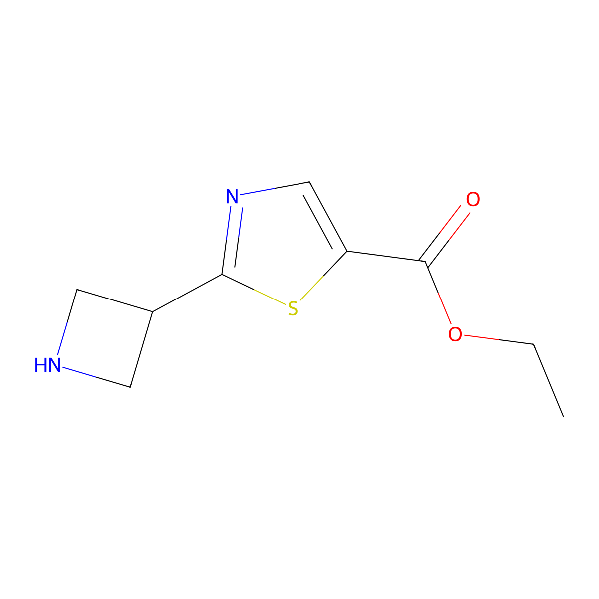 Ethyl 2-(azetidin-3-yl)-1,3-thiazole-5-carboxylate molecular structure, CAS 2114041-28-8