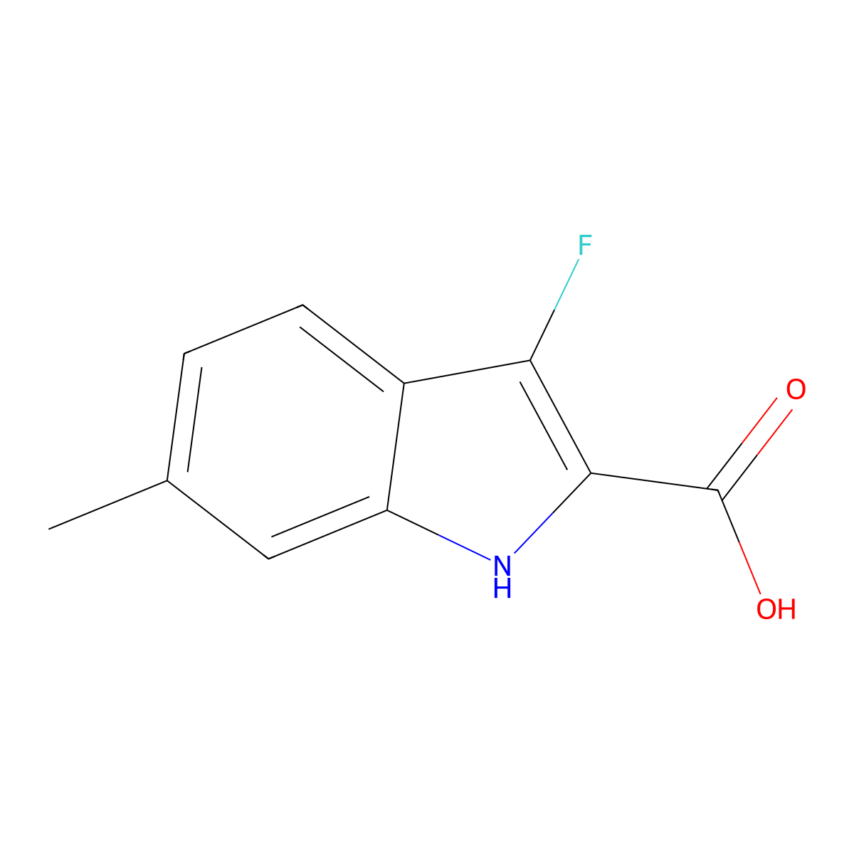 1H-Indole-2-carboxylic acid, 3-fluoro-6-methyl- molecular structure, CAS 2114063-70-4