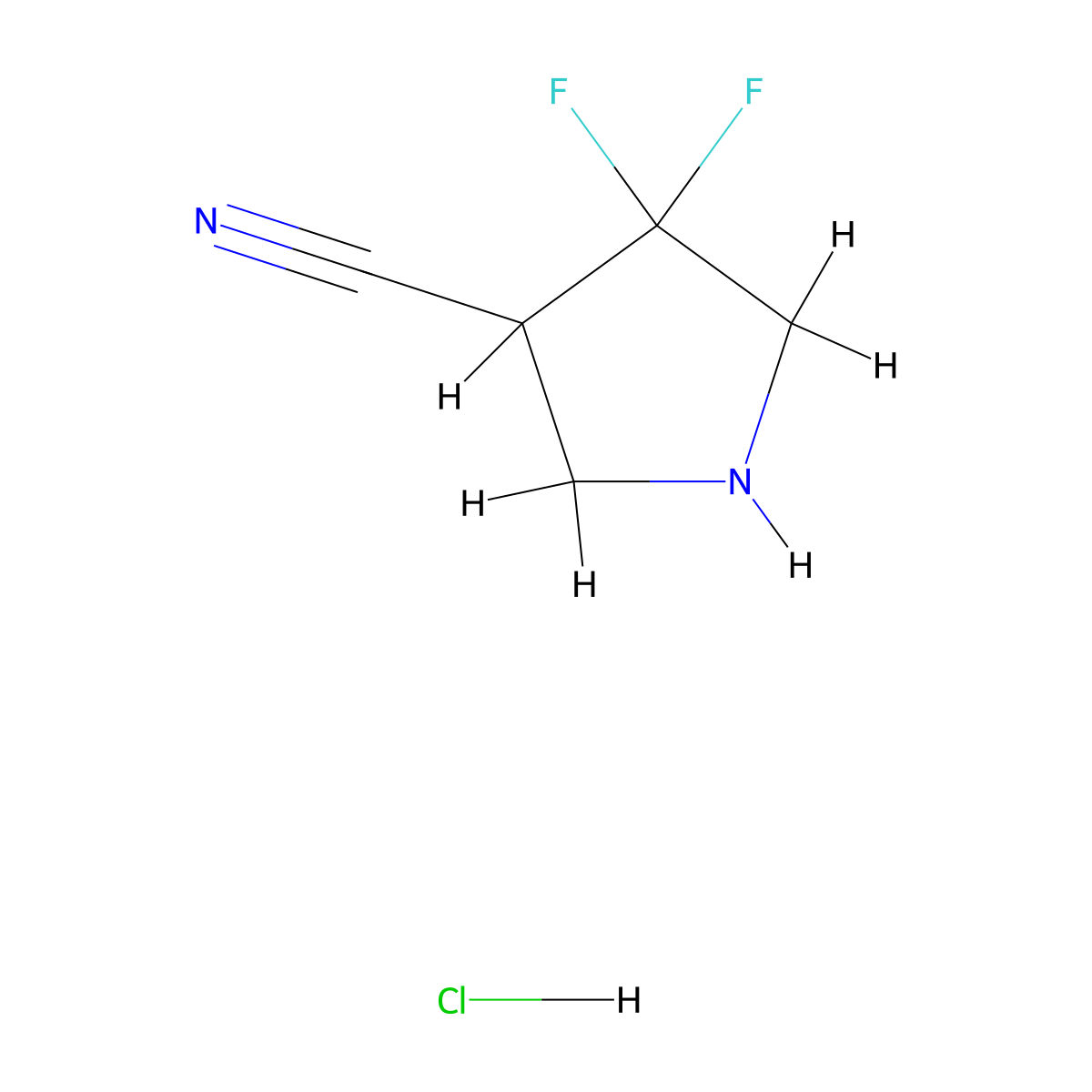 4,4-Difluoropyrrolidine-3-carbonitrile hydrochloride molecular structure, CAS 2114074-27-8