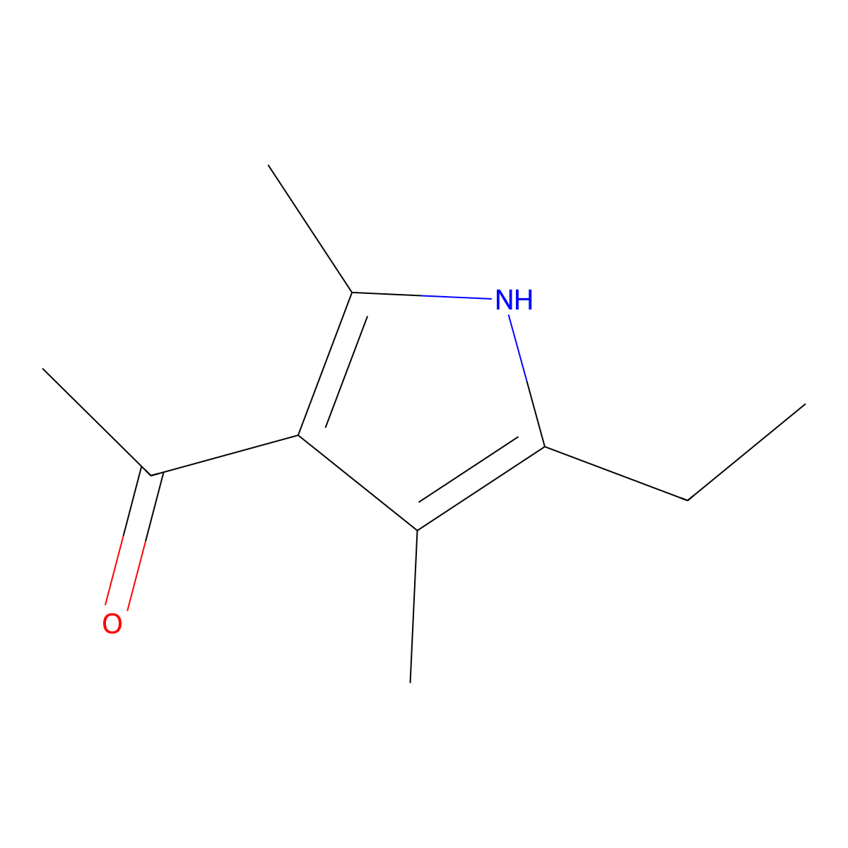 1-(5-ethyl-2,4-dimethyl-1H-pyrrol-3-yl)ethan-1-one molecular structure, CAS 21141-02-6