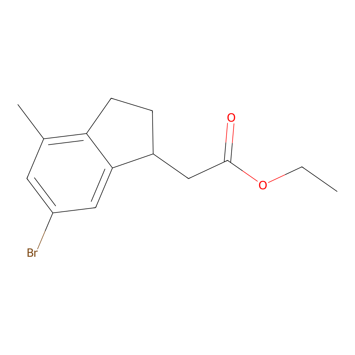 ethyl 2-(6-bromo-4-methyl-2,3-dihydro-1H-inden-1-yl)acetate molecular structure, CAS 2114110-45-9