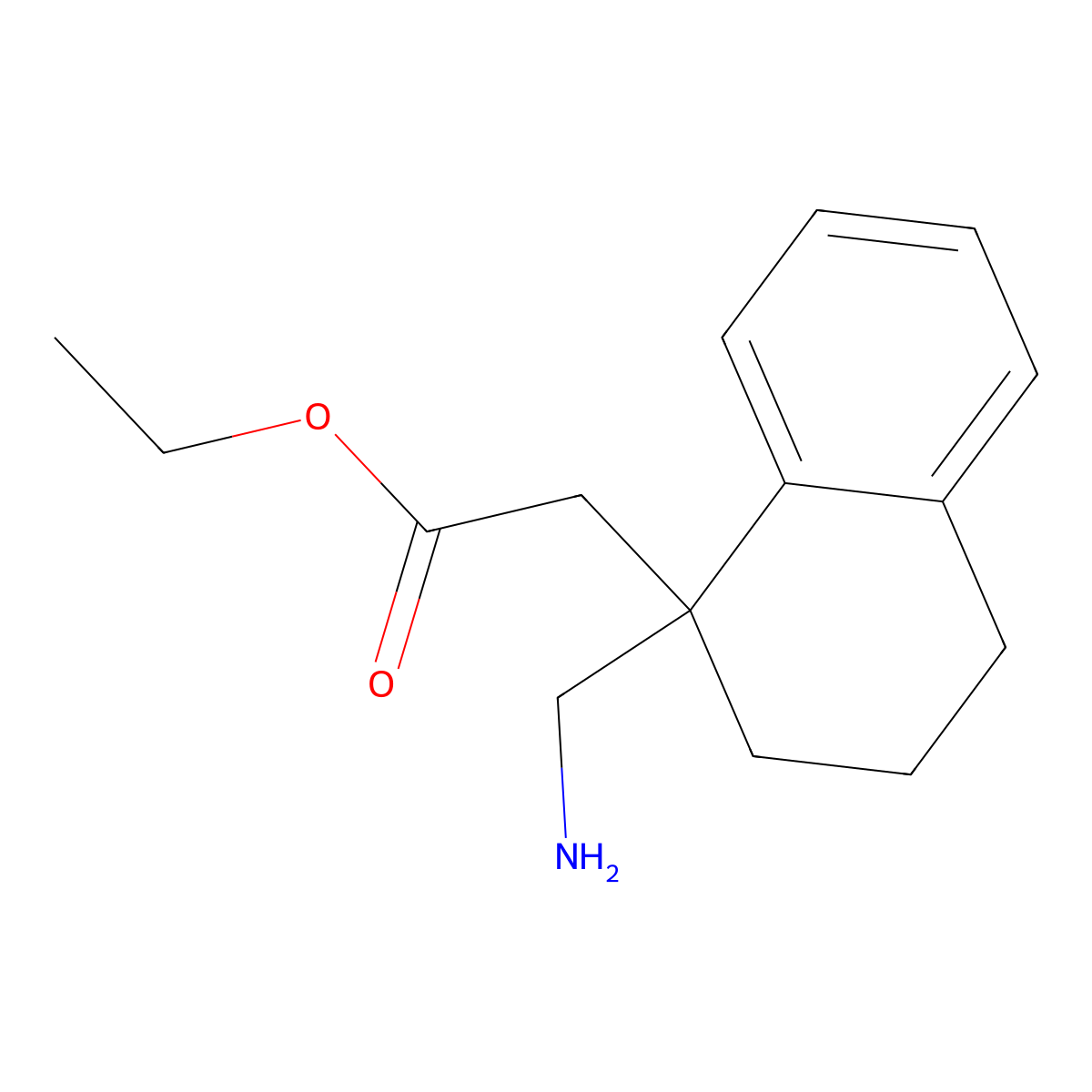 Ethyl 2-[1-(aminomethyl)-1,2,3,4-tetrahydronaphthalen-1-yl]acetate molecular structure, CAS 2114111-71-4