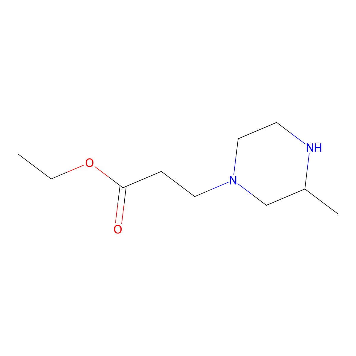 Ethyl 3-(3-methylpiperazin-1-yl)propanoate molecular structure, CAS 2114140-49-5