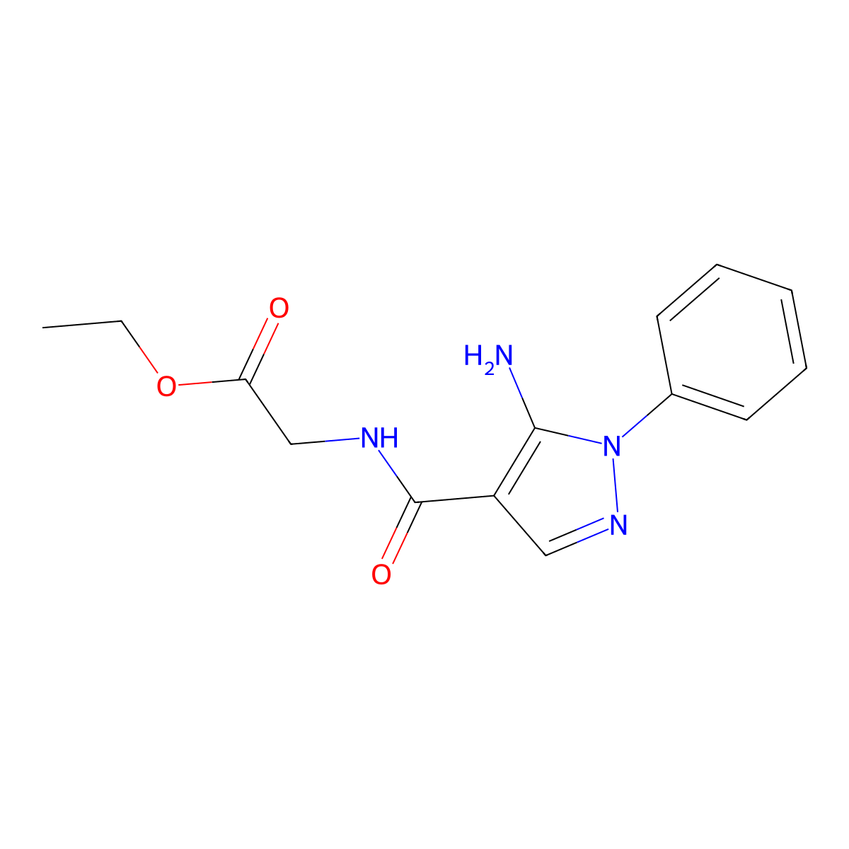 ethyl 2-[(5-amino-1-phenyl-1H-pyrazol-4-yl)formamido]acetate molecular structure, CAS 2114146-49-3