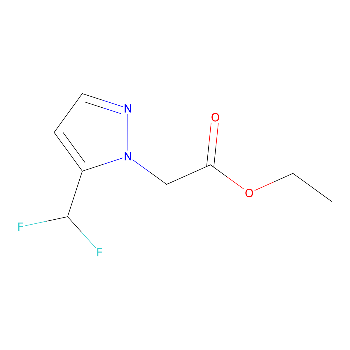 ethyl [5-(difluoromethyl)-1H-pyrazol-1-yl]acetate molecular structure, CAS 2114162-04-6