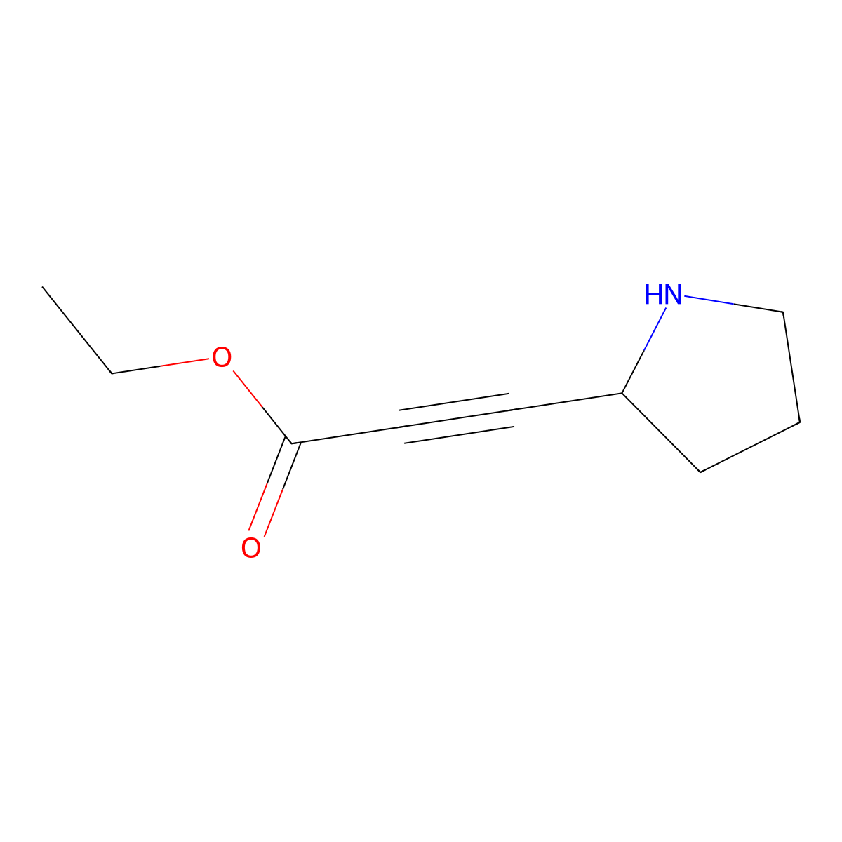Ethyl 3-(pyrrolidin-2-yl)prop-2-ynoate molecular structure, CAS 2114170-10-2
