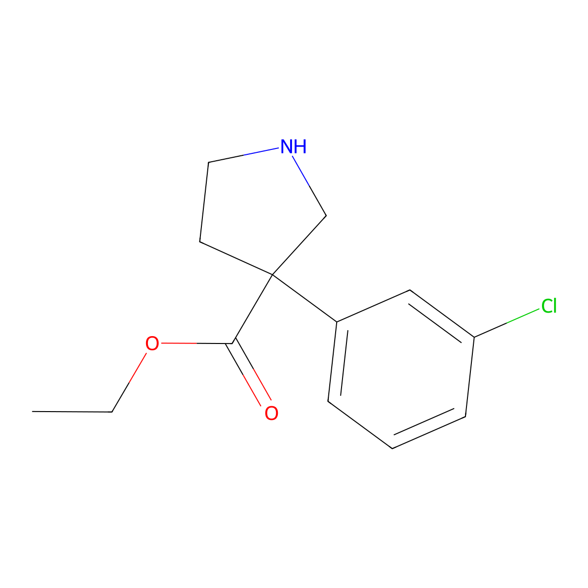 Ethyl 3-(3-chlorophenyl)pyrrolidine-3-carboxylate molecular structure, CAS 2114178-59-3