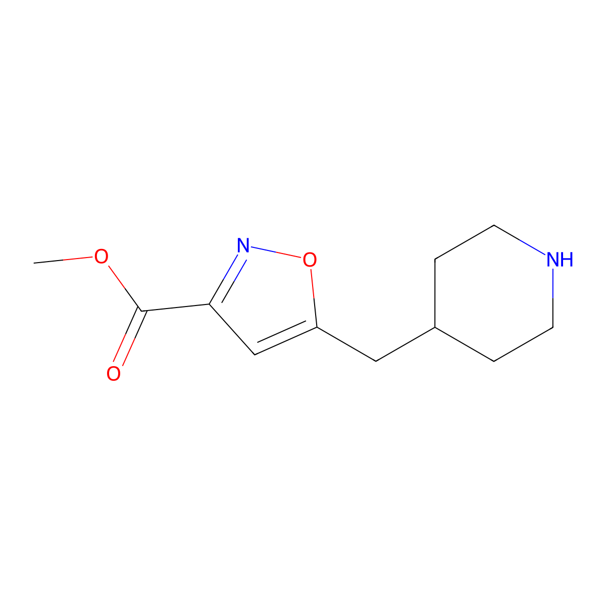 Methyl 5-[(piperidin-4-yl)methyl]-1,2-oxazole-3-carboxylate molecular structure, CAS 2114189-48-7