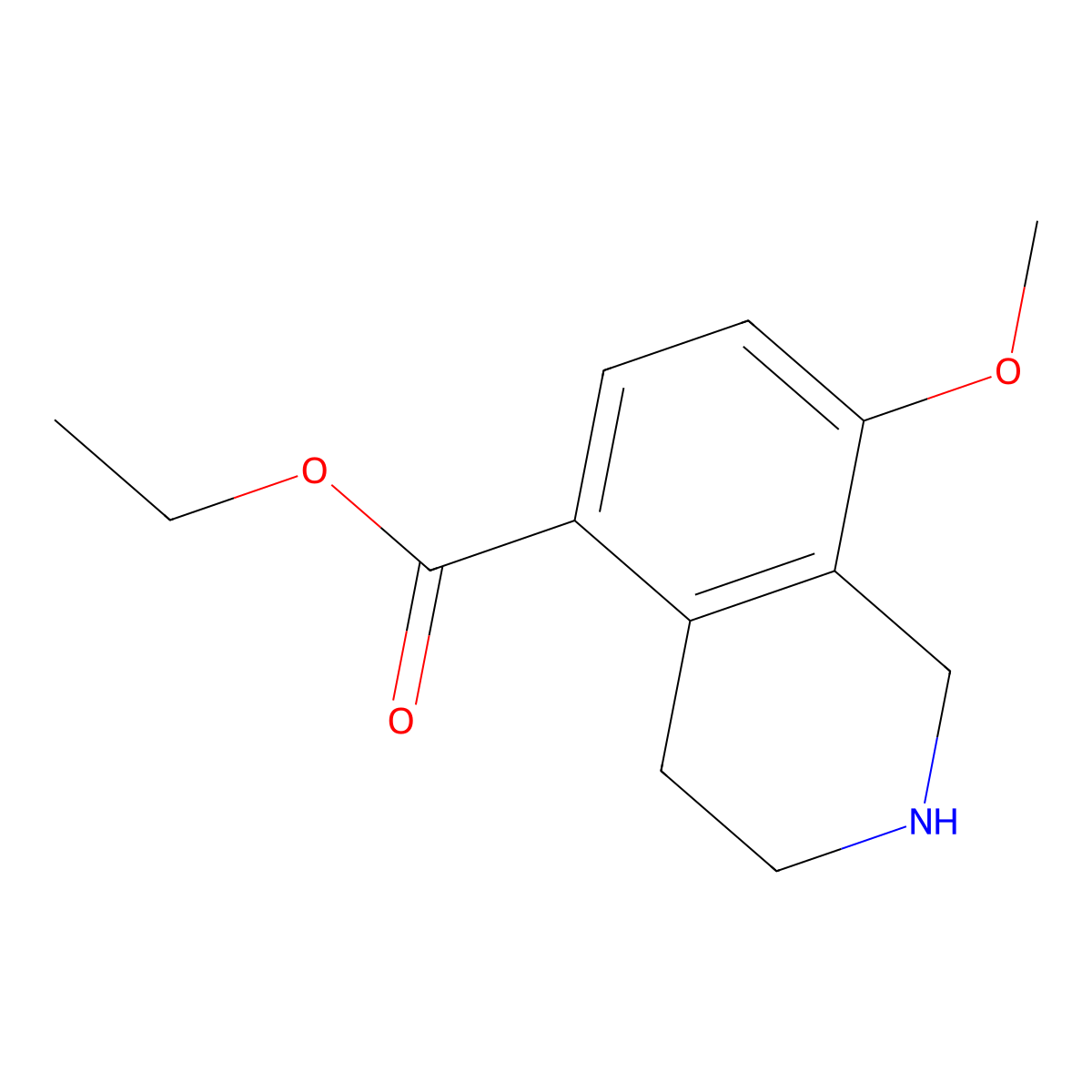 Ethyl 8-methoxy-1,2,3,4-tetrahydroisoquinoline-5-carboxylate molecular structure, CAS 2114190-10-0