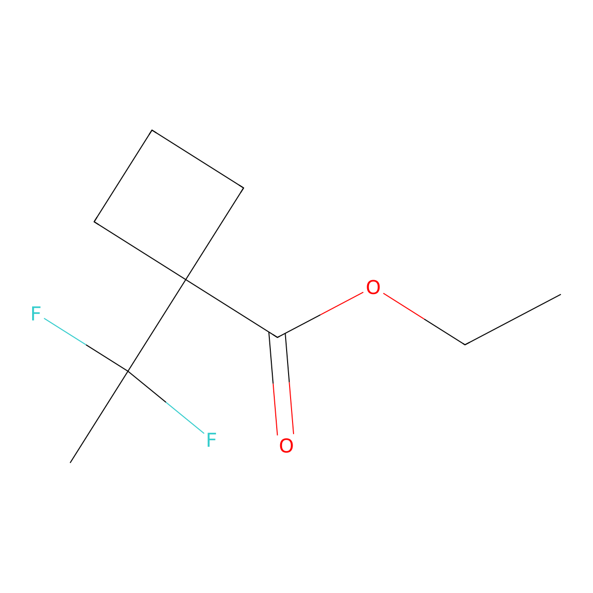Ethyl1-(1,1-difluoroethyl)cyclobutane-1-carboxylate molecular structure, CAS 2114191-23-8