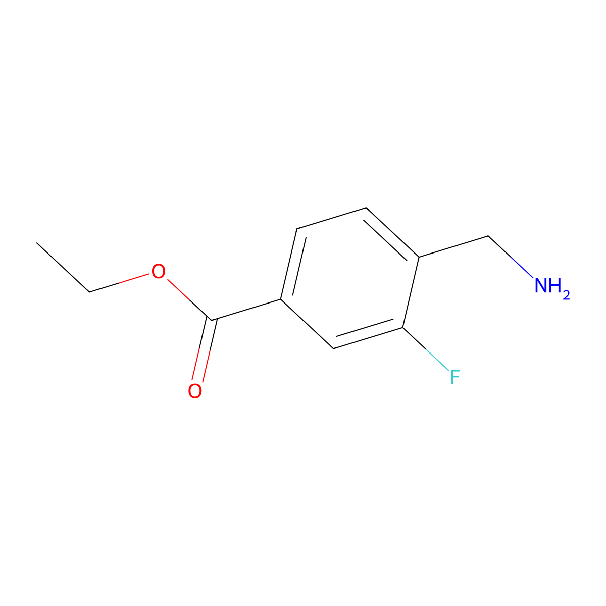 Ethyl 4-(aminomethyl)-3-fluorobenzoate molecular structure, CAS 2114192-08-2