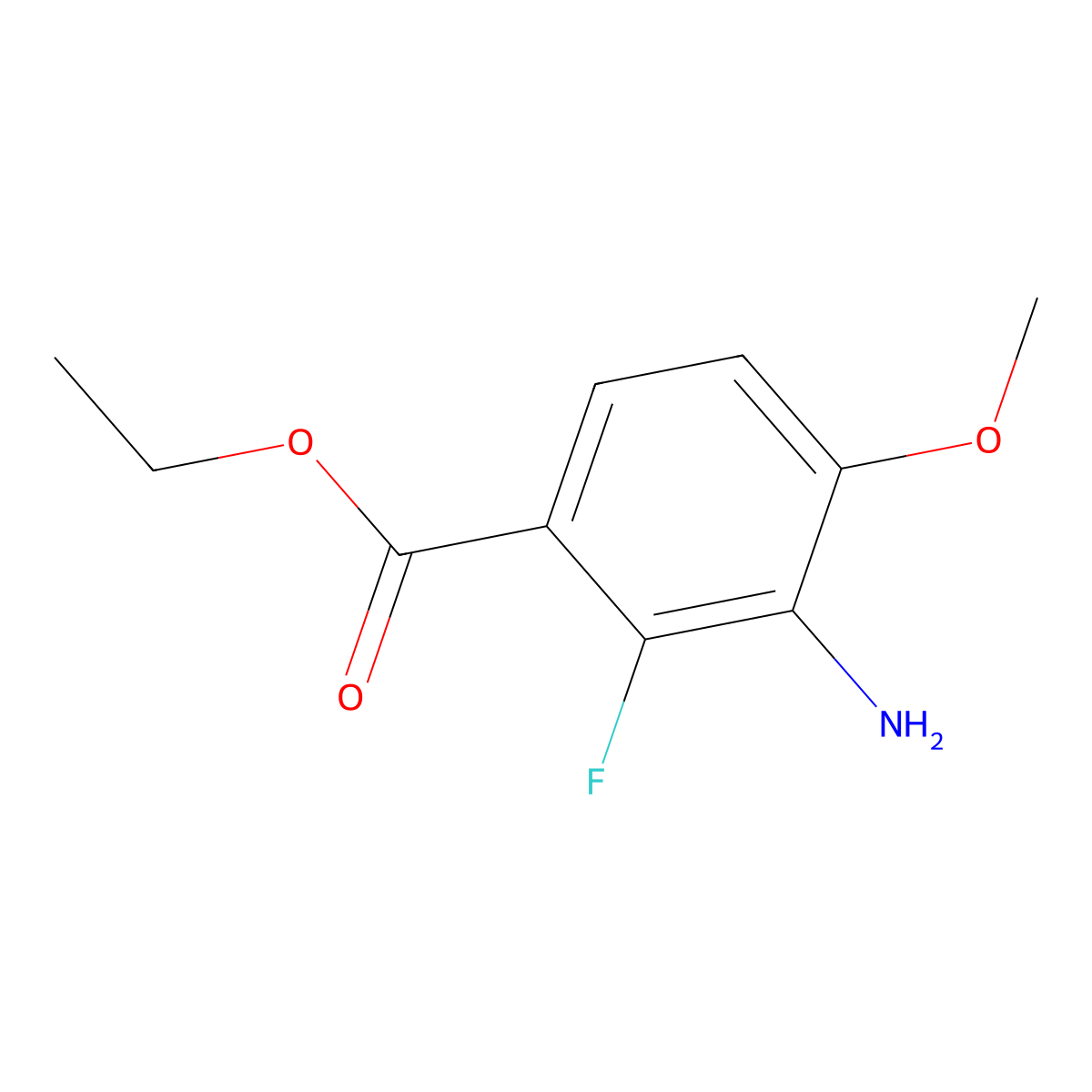 Ethyl 3-amino-2-fluoro-4-methoxybenzoate molecular structure, CAS 2114193-47-2