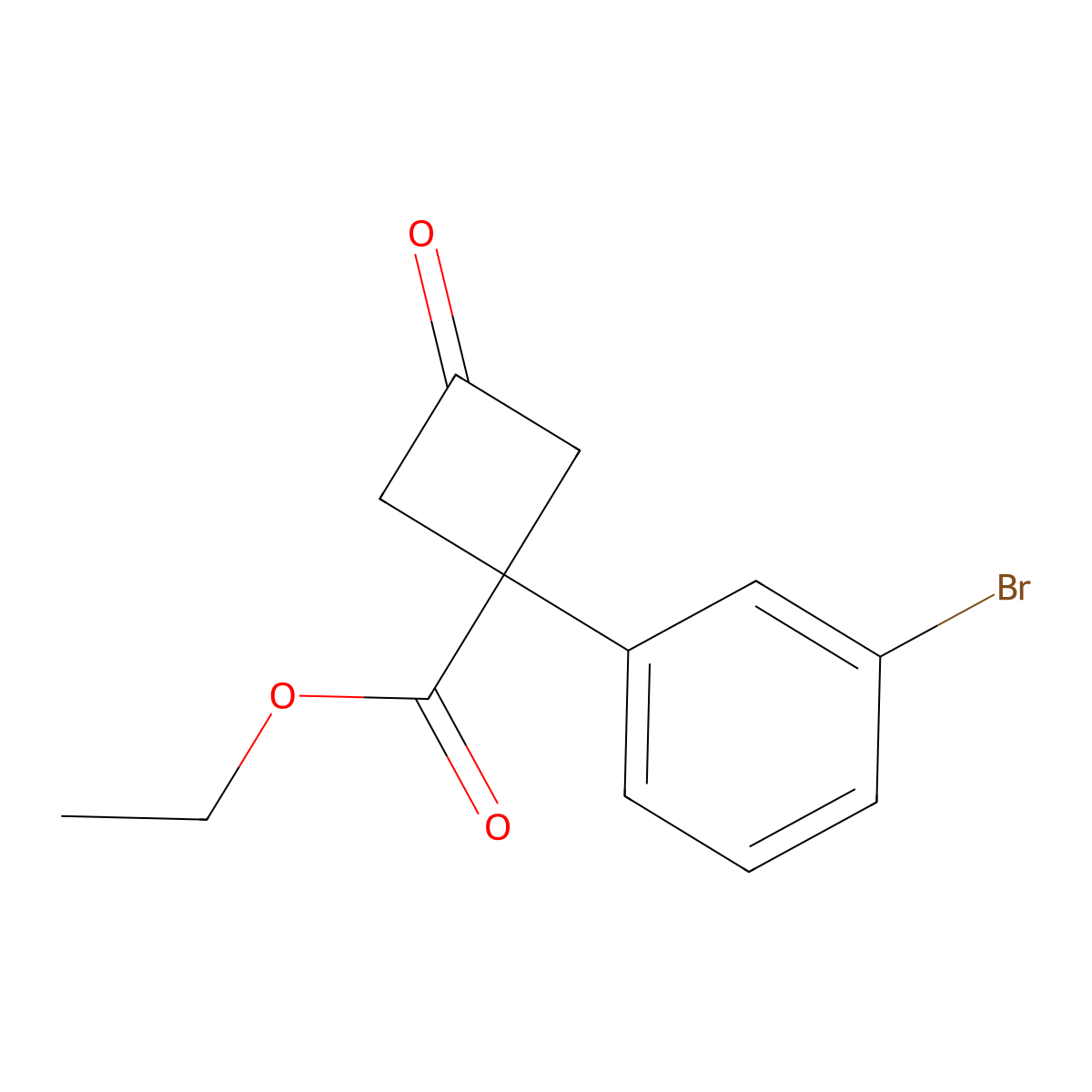 Ethyl 1-(3-bromophenyl)-3-oxocyclobutane-1-carboxylate molecular structure, CAS 2114210-53-4