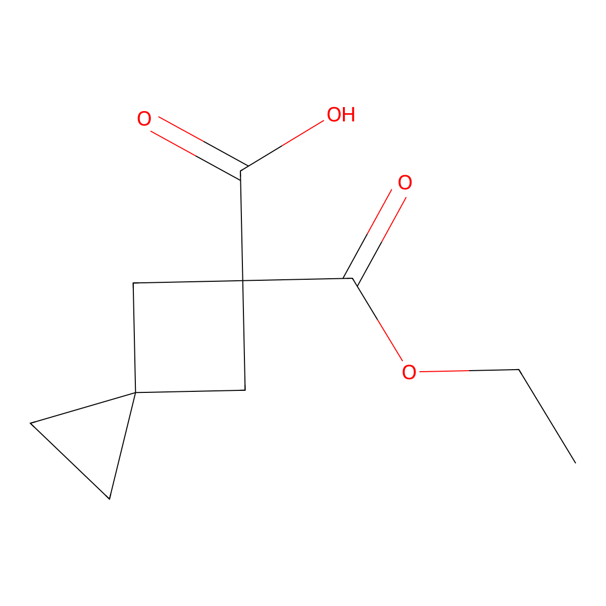 5-(Ethoxycarbonyl)spiro[2.3]hexane-5-carboxylic acid molecular structure, CAS 2114243-34-2